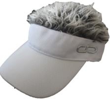 sport mesh pvc logo fake hair sun visor cap