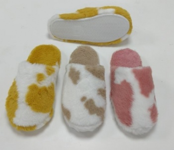 cow skin printing plush slipper