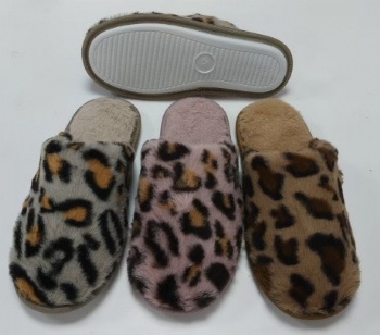 leopard printing plush women home shoe