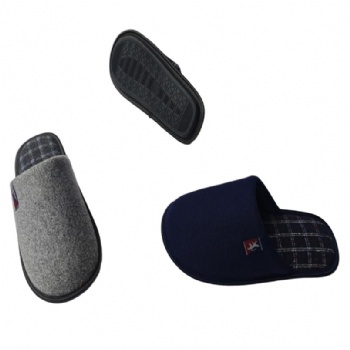 felt upper check insole men winter indoor slipper