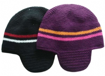 100% acrylic crochet knitting hat with fleece lining