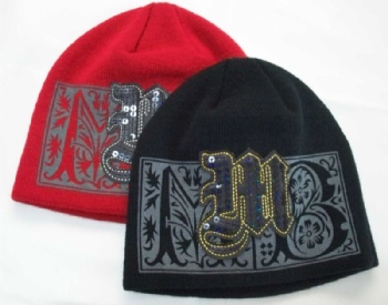 brand design sequins embroidery beanie cap